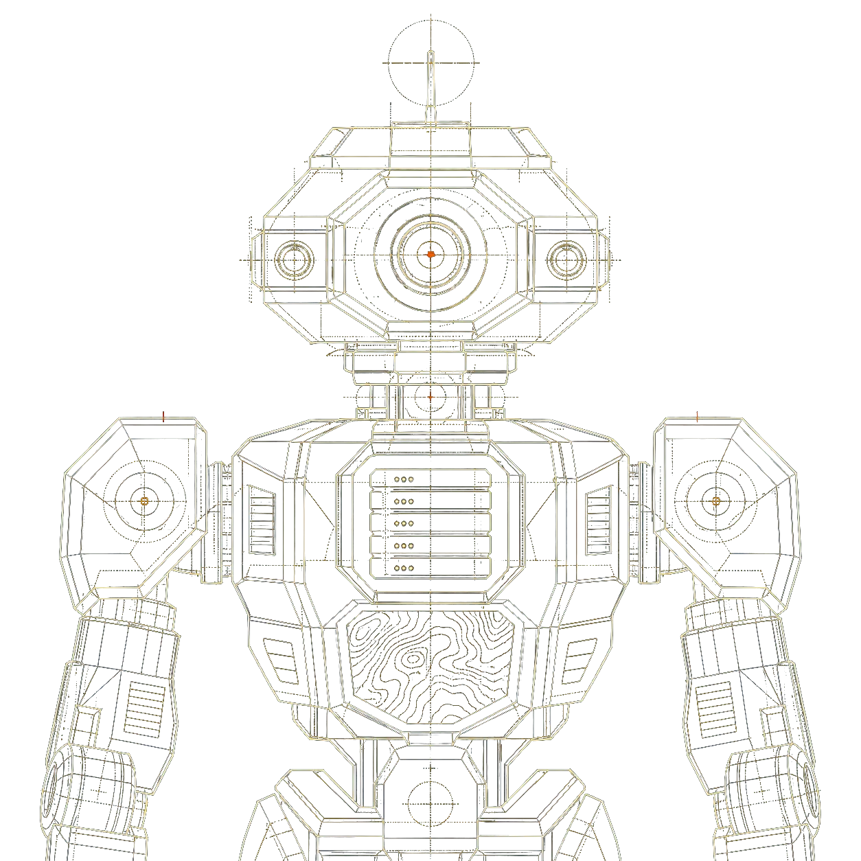 Upper-torso blueprint drawing representing the Cloud posture agent