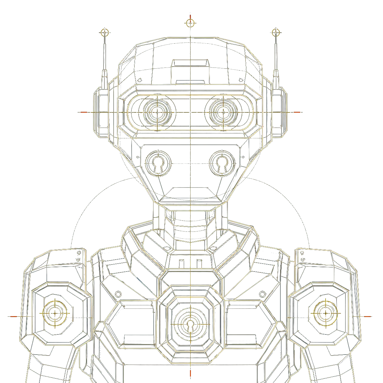 Upper-torso blueprint drawing representing the Identity and SaaS agent