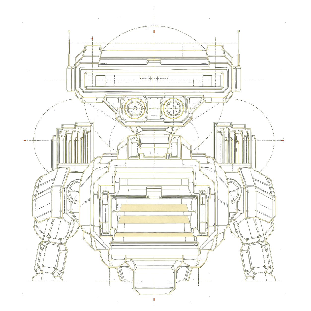 Upper-torso blueprint drawing representing the Vendor Security Questionnaire agent